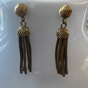 Vintage Gold Tassel pierced Earrings